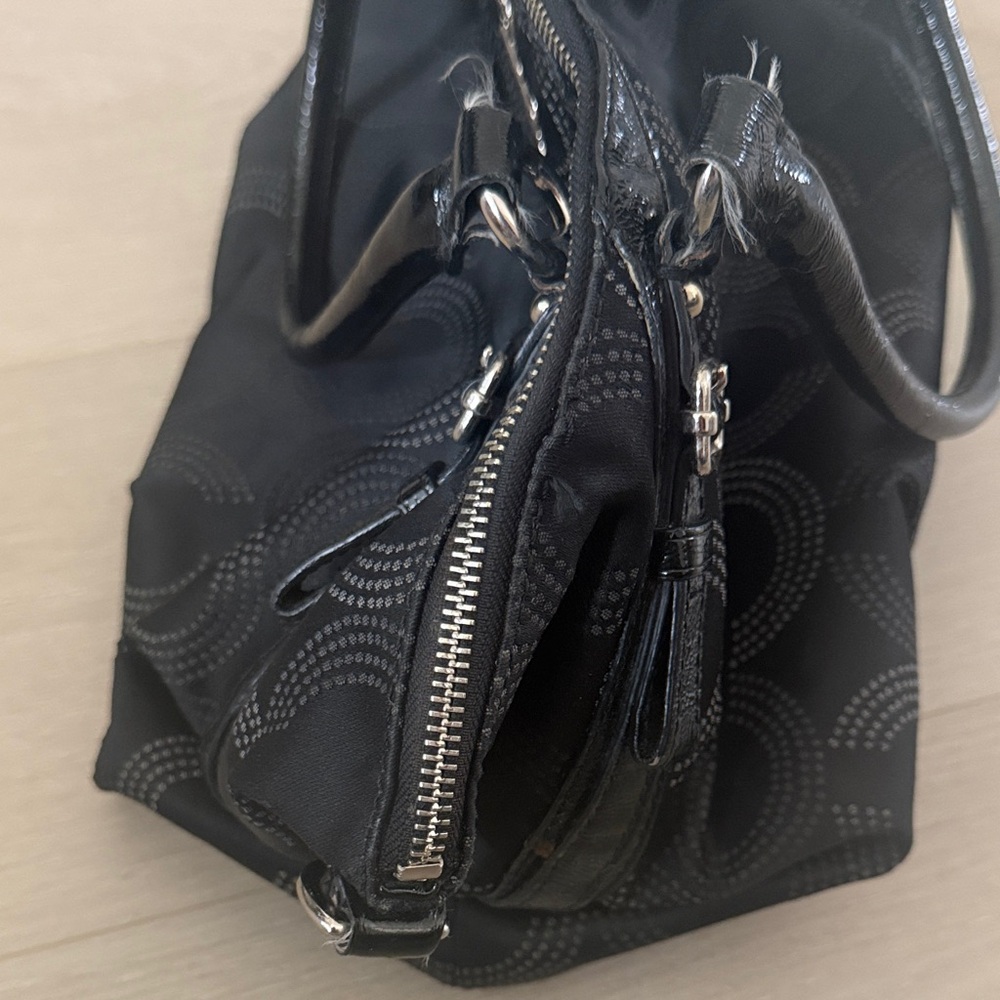 Coach Black Signature Dome Satchel with Silver Hardware - Picture 8 of 8